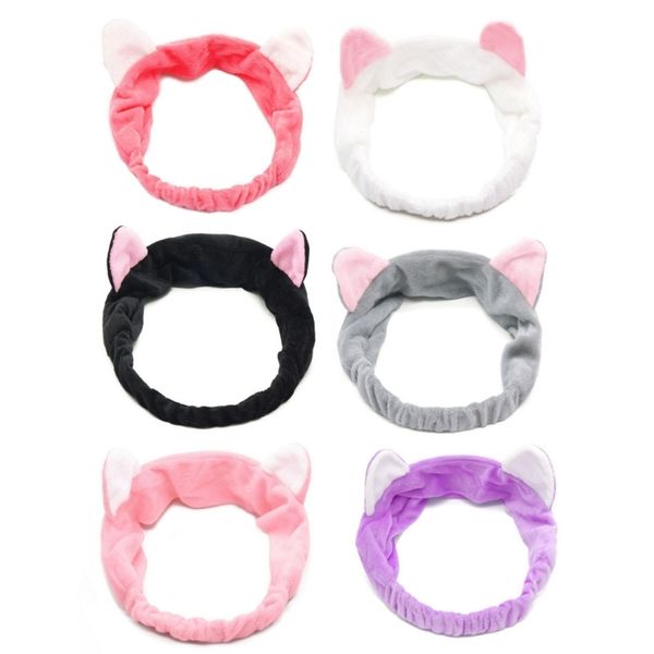 

cute cat ear headband women's headband washing shower make up elastic band on head