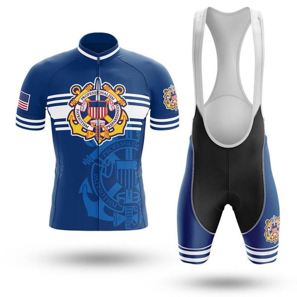 

racing sets u.s. coast guard summer cycling jersey set maillot ropa ciclismo bicycle clothing mtb bike clothes uniform, Black;blue