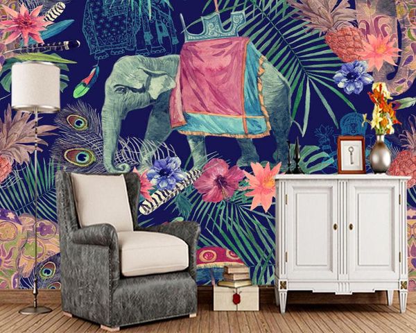 

wallpapers papel de parede elephant watercolor vintage style 3d wallpaper,living room kitchen bedroom wall papers home decor bar mural