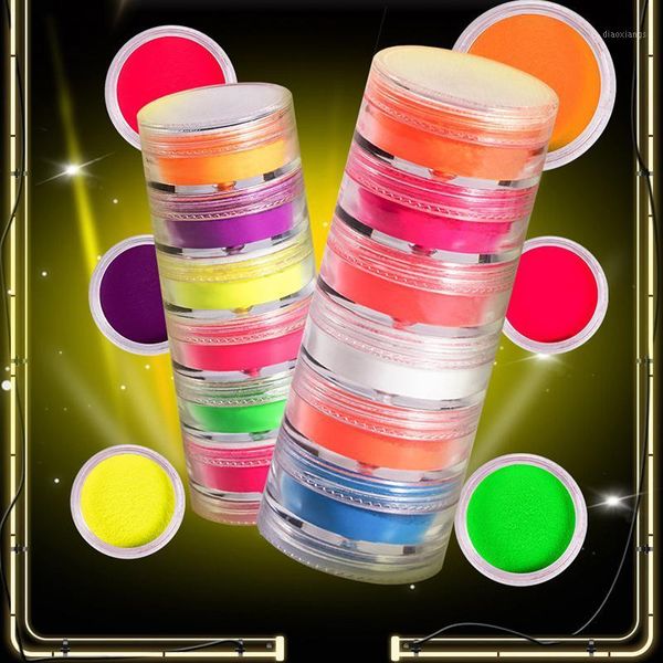 

neon pigment powder fluorescent nail glitter set shinny ombre chrome dust diy gel polish manicure for nails art decoration1, Silver;gold