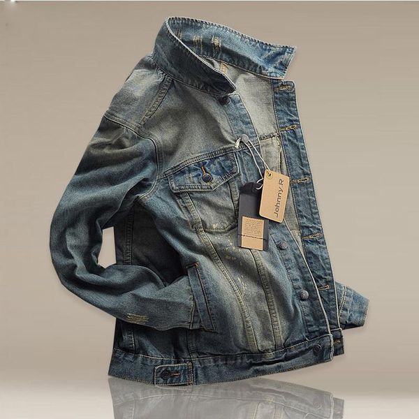 

men's jackets autumn winter mens denim jacket trendy fashion ripped jeans outwear male cowboy coats 3xl,ta227, Black;brown