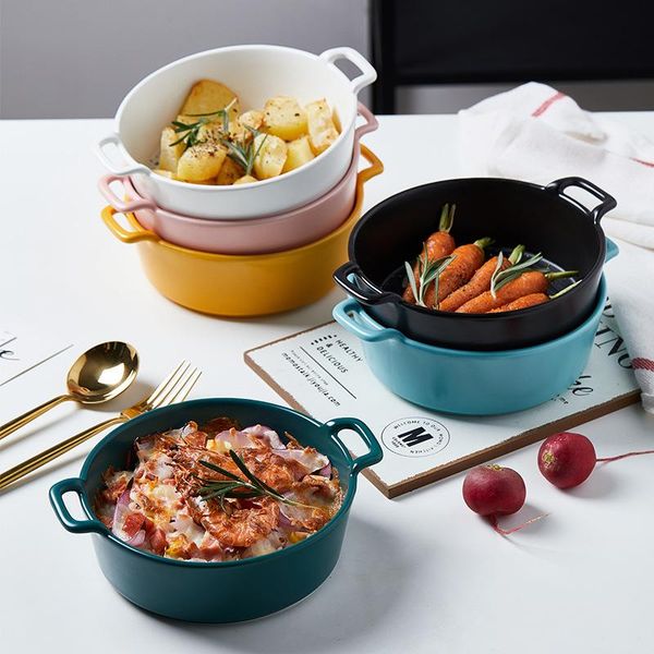 

binaural ceramic baking bowl baby steamed salad instant noodle pasta microwave oven dessert soup serving bowls