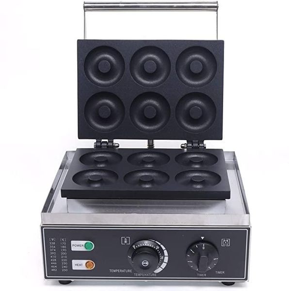 

commercial donut maker, stainless steel waffle doughnut maker machine double-sided heating nonstick baker 75mm bread makers