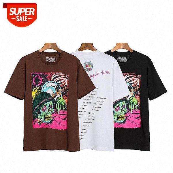 

travis scott skull print oversized version of short-sleeved t-shirt hip-hop high street #hv5h, White;black