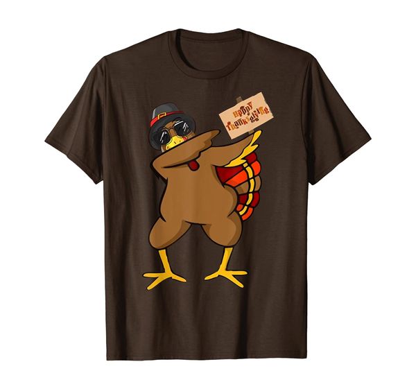 

funny turkey chicken dabbing happy thanksgiving day t-shirt, White;black