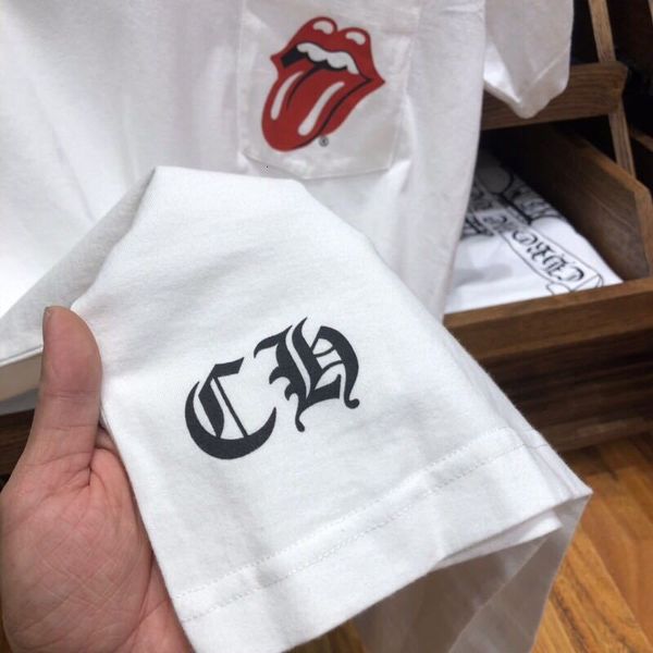 

summer american t-shirt short sleeve tongue sanskrit print designer style, White;black