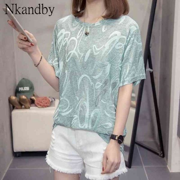 

plus size chic for women summer trendy loose short sleeve pattern aesthetic ulzzang korean t-shirt oversized clothes 210408, White