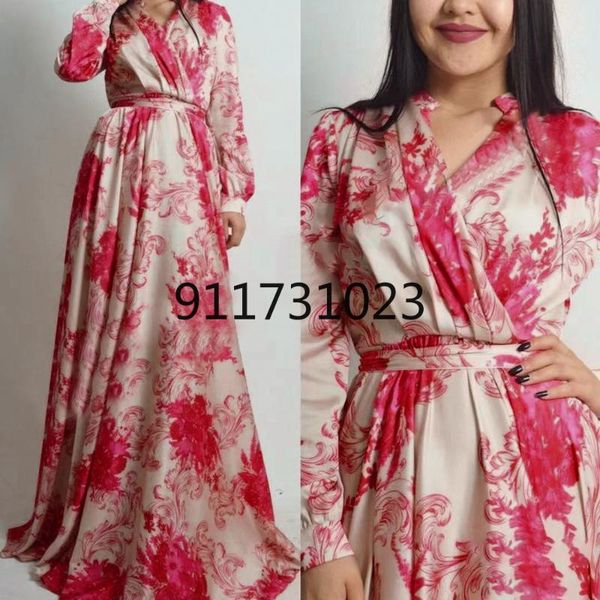 

ethnic clothing summer african women long sleeve printing v-neck dress dresses for, Red