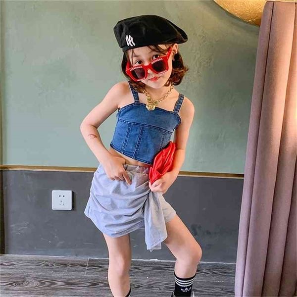 

summer arrival girls fashion solid 2 pieces sets skirt clothing 210528, White