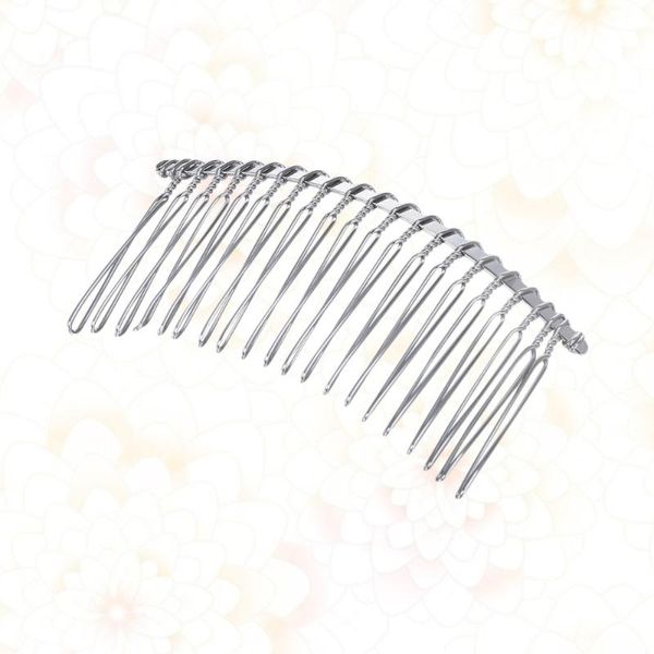 

hair brushes 5pcs metal clip combs iron wire clasp veil inserted for girls (20k white), Silver