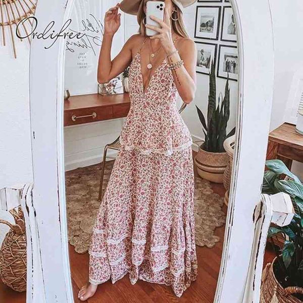 

summer women spaghetti strap cake vintage floral print maxi tunic beach dress 210415, Black;gray