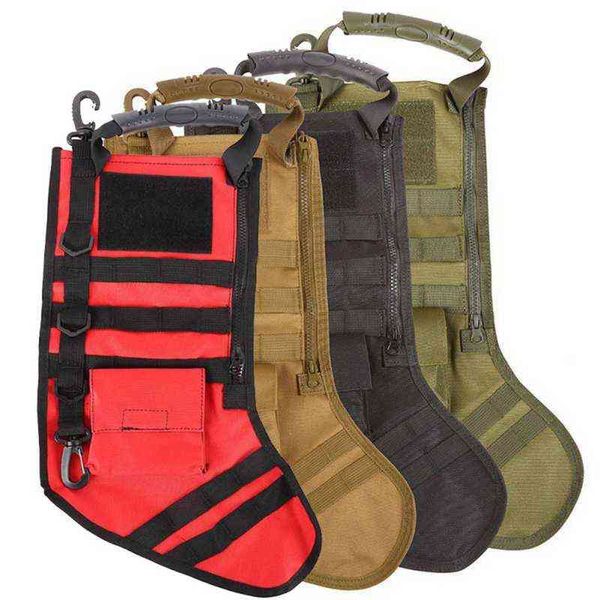 

tactical molle christmas socks bags from practical storage bags military combat hunting christmas socks gift bags y1222, Black