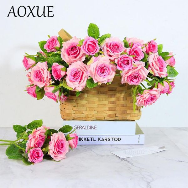 

european pastoral style single rose artificial fake flower bouquet pography prop home decoration wedding flowers arrangement decorative & wr