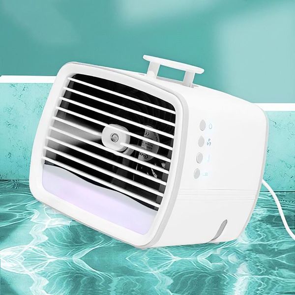 

portable lanterns mini spray fan air conditioning deskusb charging belt cooler led night light room humidifier