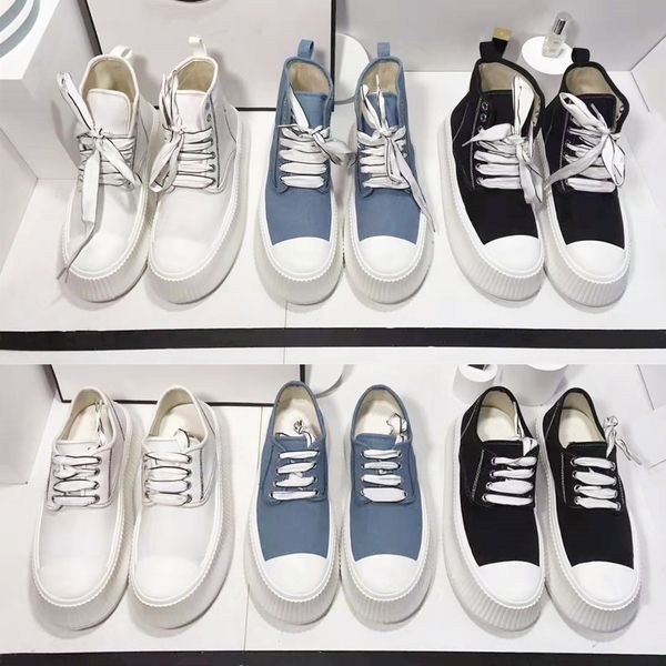 Luxus-Designer-Freizeitschuhe aus Segeltuch, modisch, reine Farbe, Denim, zum Schnüren, hoch, niedrig, dick, mit dicken Sohlen, für Damen, höhenvergrößernde Plateau-Sneaker, Outdoor-Freizeit-Turnschuhe