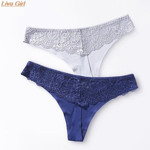 

women's panties women g-string thongs seamless lace floral sheer low waist underwear soft lingerie ice silk briefs ladies, Black;pink