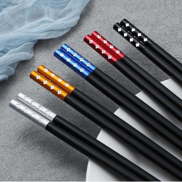 

chopsticks 1pair fashion alloy chinese reusable tableware dinning eating chopstick for gift sushi sticks