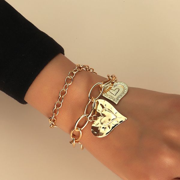 

ins wind love double-layer chain bracelet female ot buckle creative tanabata love gold-plated bracelet, Black