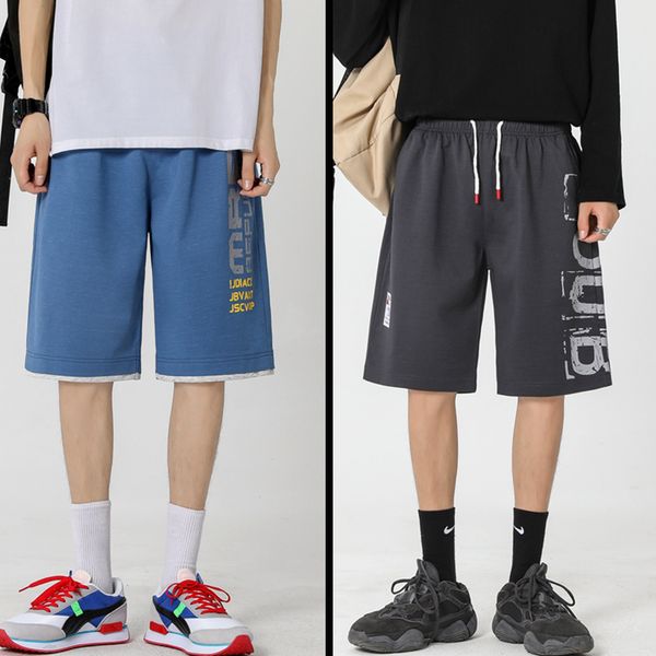 

a 071 han edition loose shorts man 2021 new five minutes of pants straight beach pants sports leisure summer youth five points, Blue