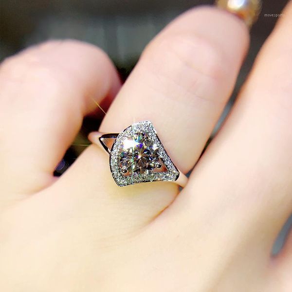 

cluster rings kofsac 925 sterling silver ring for women engagement jewelry excellent zircon sector lady wedding accessories gifts1, Golden;silver