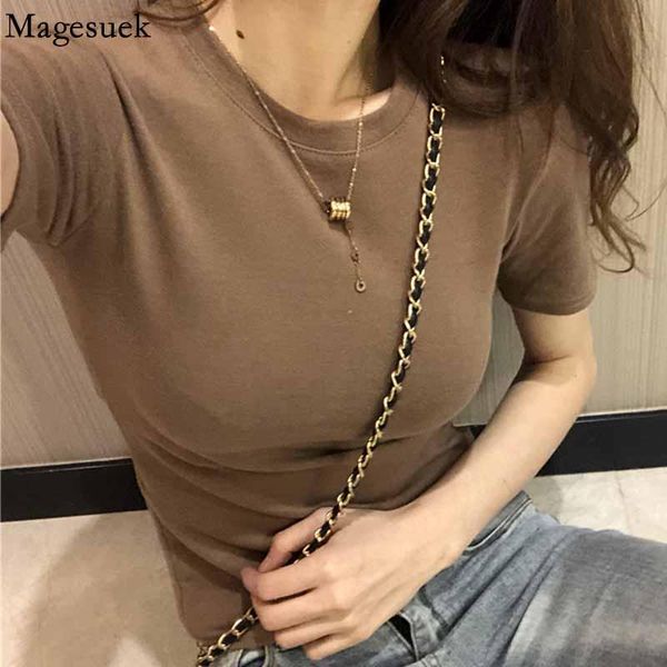 

women's t-shirt o-neck short sleeve t shirt summer solid slim casual wild basic brushed base women cotton korean tee 10376, White