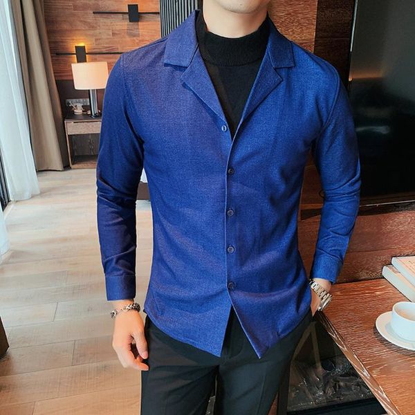 

men's casual shirts 2021 autumn fake two men long sleeve slim shirt fashion v-neck business social dress streetwear clothing, White;black