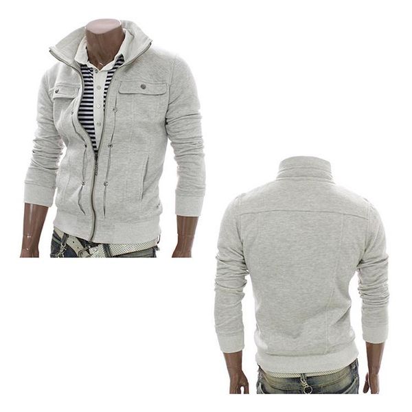 

men's hoodies & sweatshirts 2021 standing collar body repair cardigan for male fleece inclined pocket jacket sweatshirt, Black