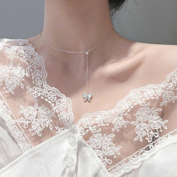 

pendant necklaces exquisite silver sell butterfly jewelry round beads cz zircon clavicle choker necklace for women