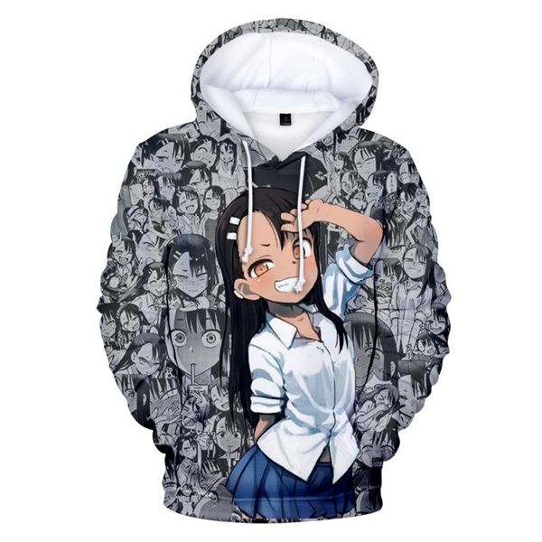 

men's hoodies & sweatshirts harajuku nagatoro hayase 3d boys/girls pullover hooded clothes print anime hoodie, Black