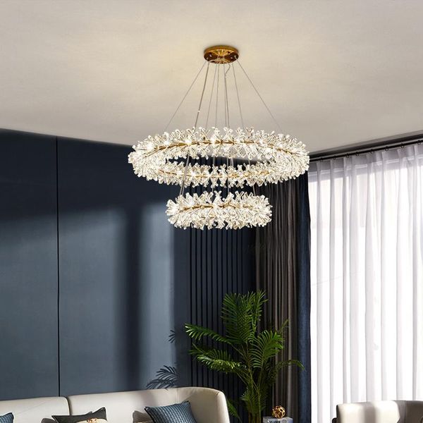 

copper led modern round k9 crystal chandelier for dining room design kitchen island lighting fixtures plated chrome g4 chandeliers
