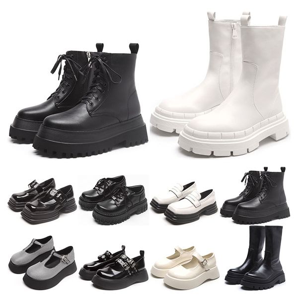 2021 Top Martin Boots Chelsea Womens Black White Pistachio Frost High Low Platform Bandkle Half Boot Round Toes Fashion