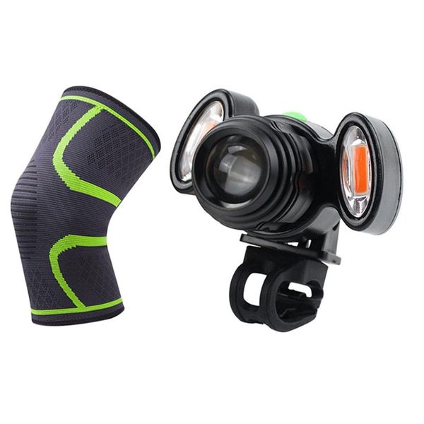 

pcs waterproof ipx6 usb rechargeable 3000lm t6 led bike light & 2 sleeve approved knee brace support lights