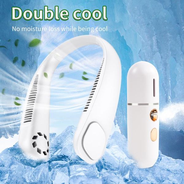 

electric fans mini neck fan portable bladeless usb rechargeable mute sports for outdoor ventilador cooling nano facial steamer moisturize