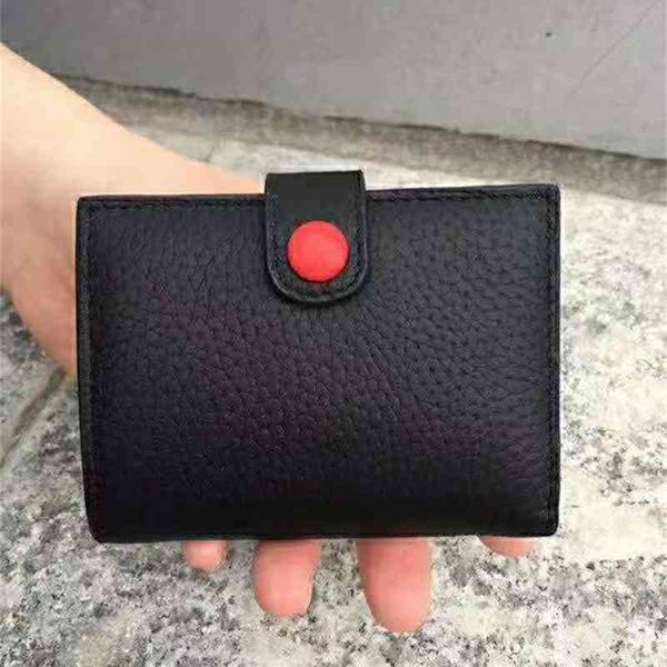 

purse black friday new first layer cowhide short wallet litchi pattern two fold large capacity women's leather wallet, Red;black