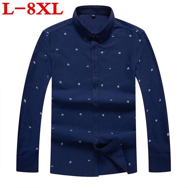 

size 8xl7xl spring big autumn oxford mens shirts long sleeve cotton casual shirt solid print camisa social masculina men's, White;black