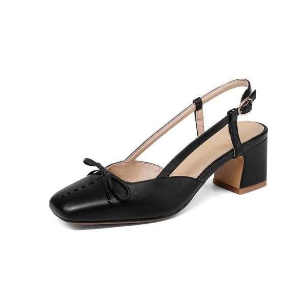 

years spring and summer fashion square head baotou buckle 40-43 female sandals tide 18320, Black