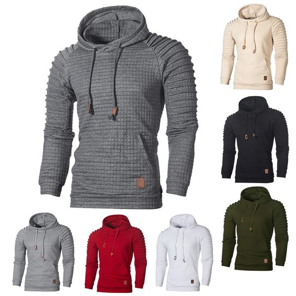 

autumn and winter 2021 new raglan sve hooded sweater european size pleated casual sweater men's wear, Black