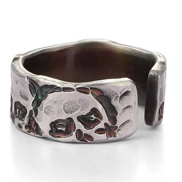 

cluster rings original hand-forged craft skull opening adjustable ring domineering exaggerated trendy charm men's silver jewelry, Golden;silver