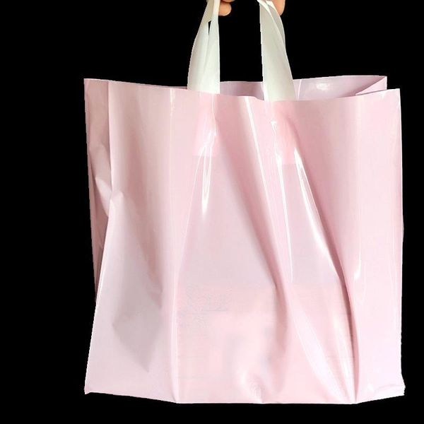 

gift wrap 50pcs/pack pink blank bags clothes cosmetic portable plastic bag large thick shopper christmas birthday packaging