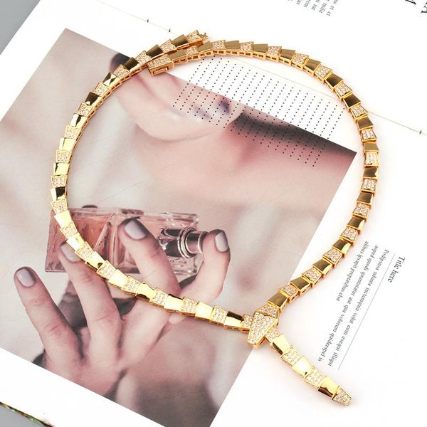 

chains fashion summer jewelry retro animal snake-shaped with full zircon necklace for women's exquisite wedding party gift, Silver