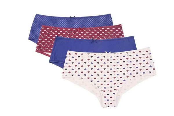 

women's swimwear attraco underwear cotton soft panties briefs solid packs of 4, White;black