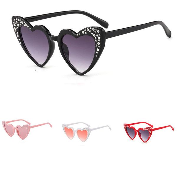

fashionable luxury lovely heart-shaped children's sunglasses classic retro boys girls baby kids diamond uv400 sun glasses 2021, Blue