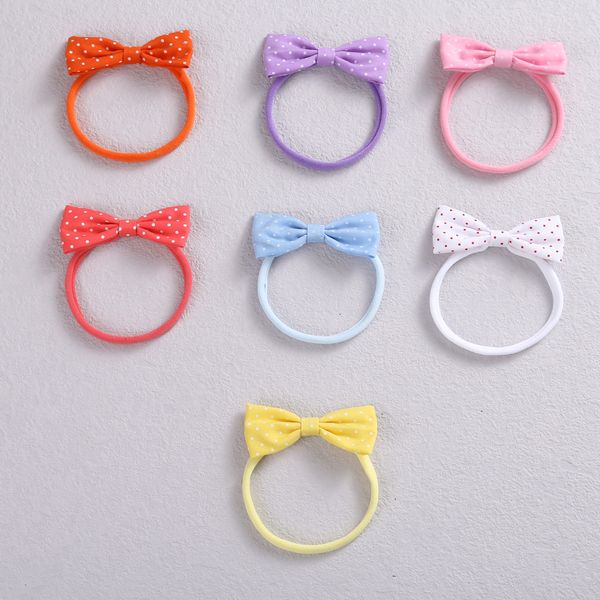 

3inch dot print bow baby headband,newborn dot polka hair bow nylon headband, kids hairpins,girls nylon turban headwear, Slivery;white