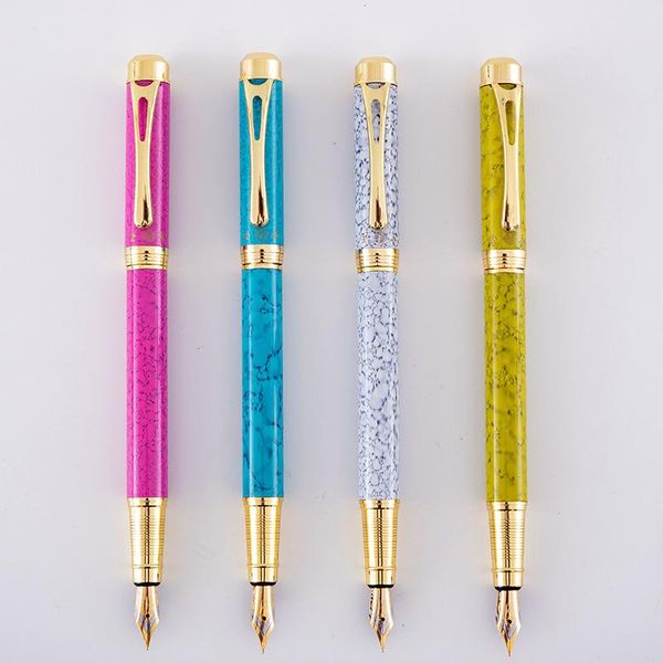 

20pcs business gift fountain pen yellow white blue red marble texture 0.5mm standard iridium nib school office ink wholesale pens
