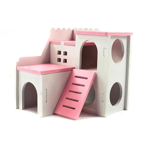 

small animal supplies dorakitten 1pc wooden hamster hideout double layer cute pet house nest bed climbing toy