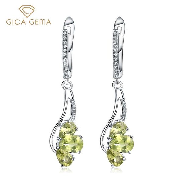 

dangle & chandelier gica gema 925 sterling silver drop earrings for women natural peridot green gemstones lady wedding party jewelry gifts