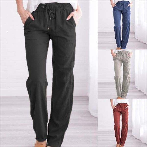 

lace up summer sweatpants women capris pantalon femme 4 colors cotton linen harem casualnew trousers, Black;white