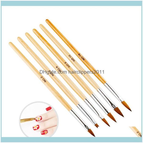 

salon health & beauty5pcs professional manicure uv gel brush pen woodenhandle nail art painting ding potherapy tools brushes drop delivery 2, Yellow