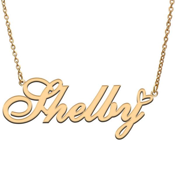 

pendant necklaces shelby love heart name necklace personalized gold plated stainless steel collar for women girls friends birthday wedding g, Silver