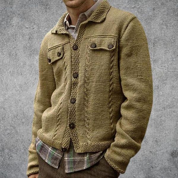 

men's sweaters men sweater breathable cardigan pure color turn-down collar stylish solid buttons closure, White;black